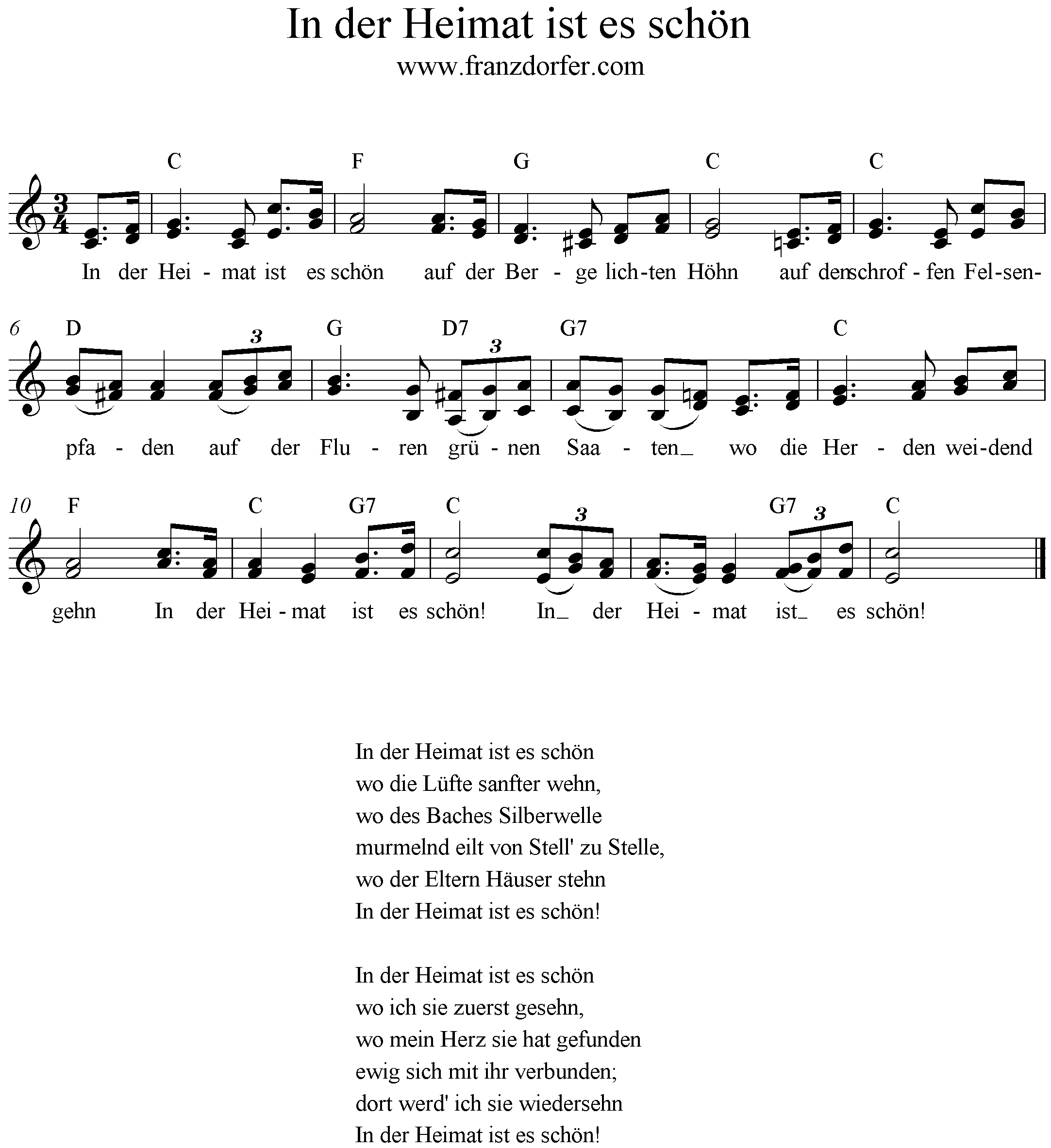 Text Die Heimat Hat Sich Schön Gemacht In der Heimat ist es schön